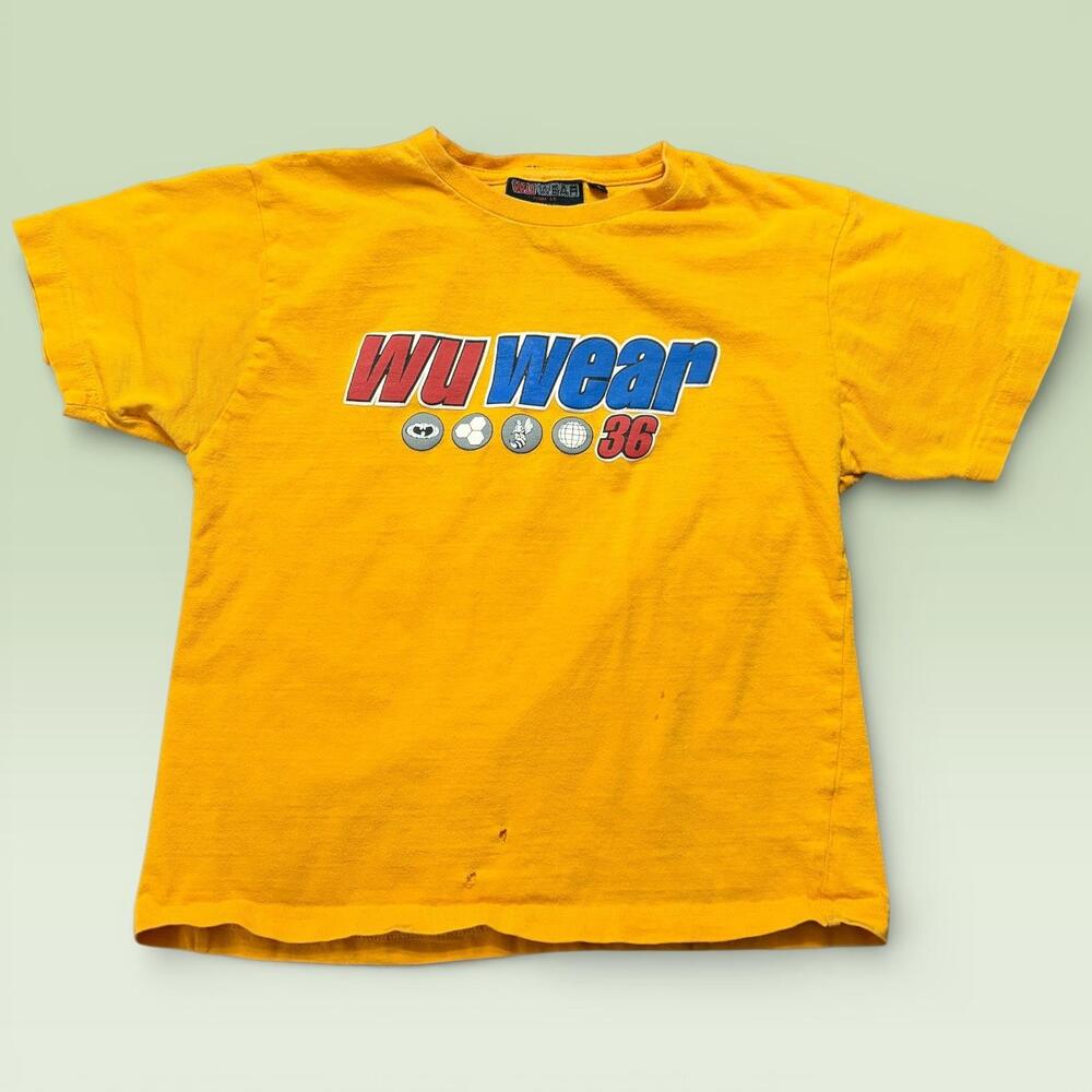 Vintage Wu Wear Shirt Youth Small Yellow 36 Logo Graphic Hip Hop Wu Tang 90s